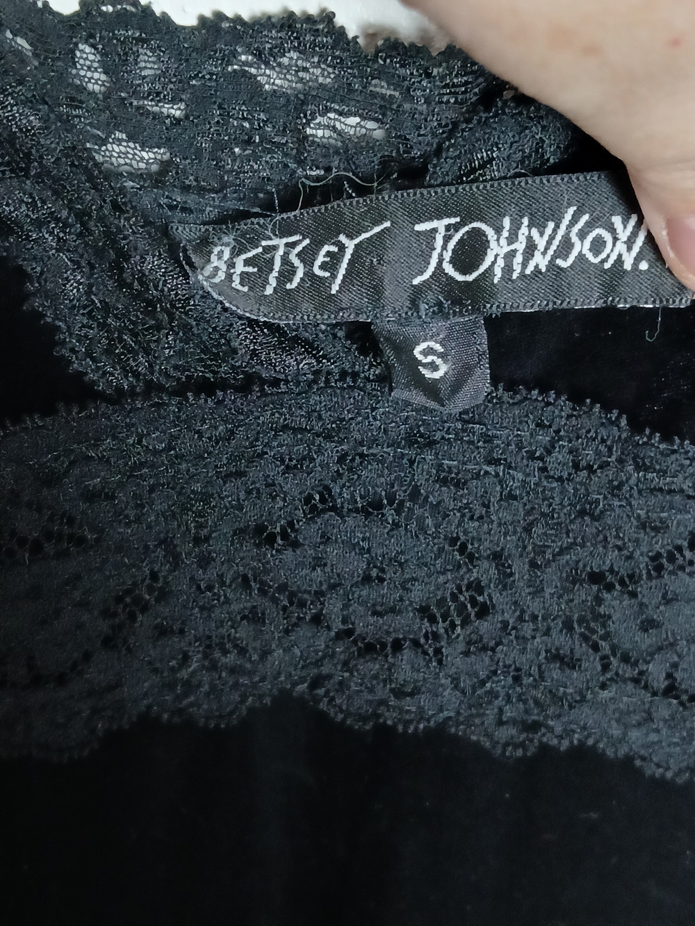 Vintage Betsey Johnson Black Velvet Lace Trim Slip Dress Black Label Small - Picture 3 of 5